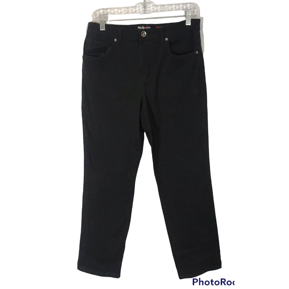 Style & Co Women's BLACK Natural Fit Tapered Jeans with Stretch - Size 8 Short